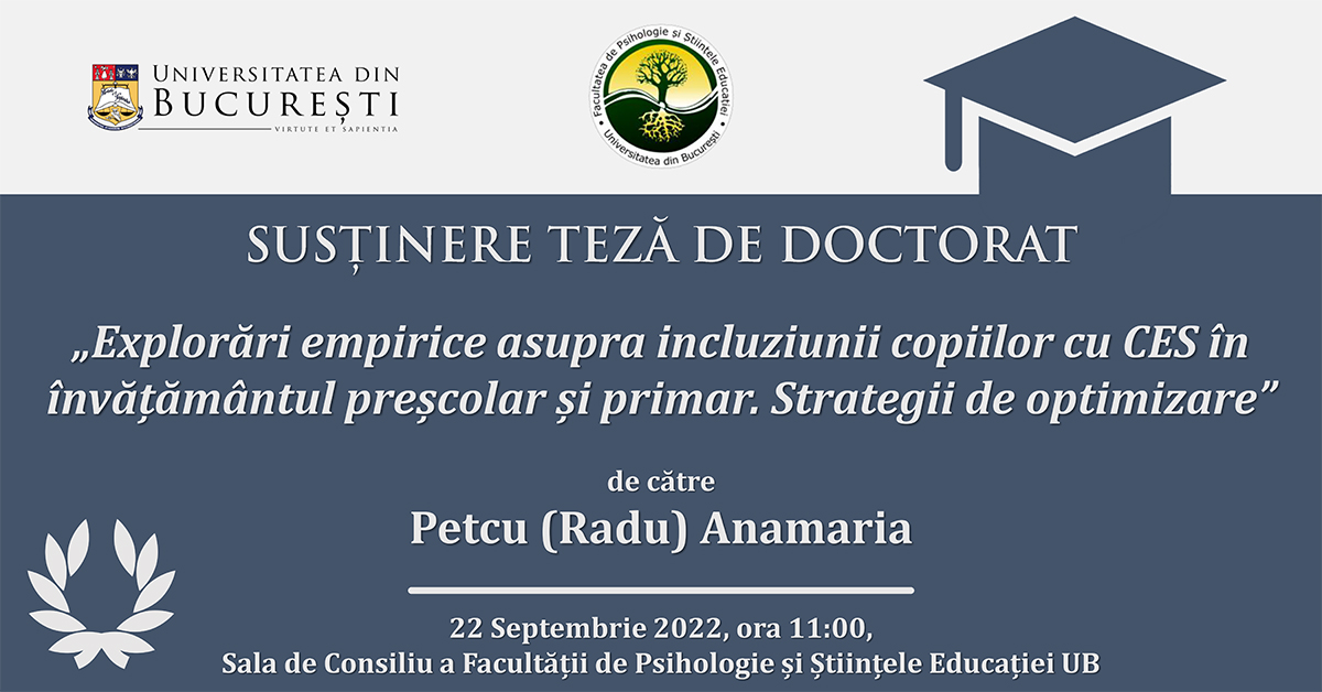 Susținere teză doctorat: Petcu (Radu) Anamaria